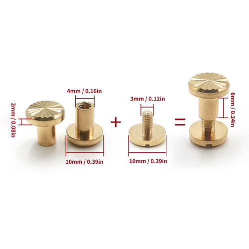 Rivetti per legatoria 50 pezzi ottone 10x6mm testa piatta 1