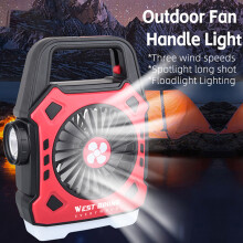 Ventilateur de camping multifonction 1200 mAh 188x140x58 rouge