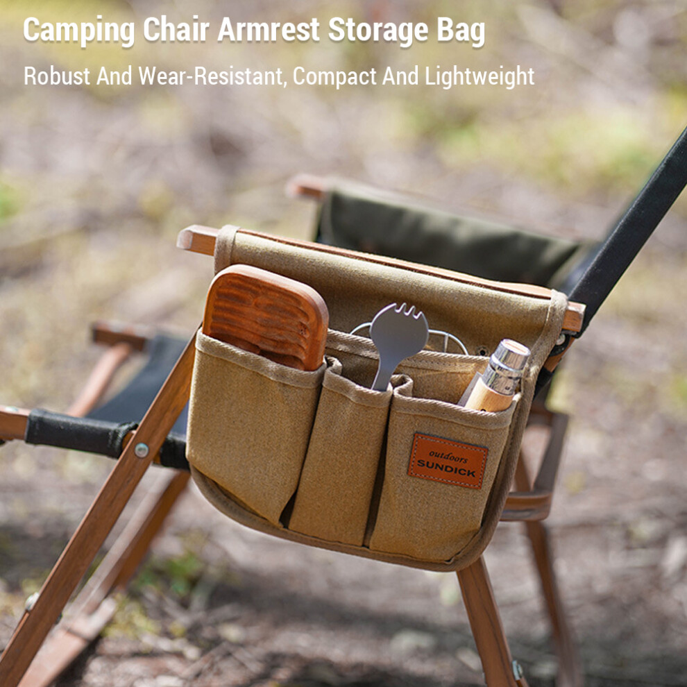 Lightweight Cotton Canvas Armrest Storage Bag for Camping Chairs, 31cm x 23cm-image-OPC-PJDH55K-NEW
