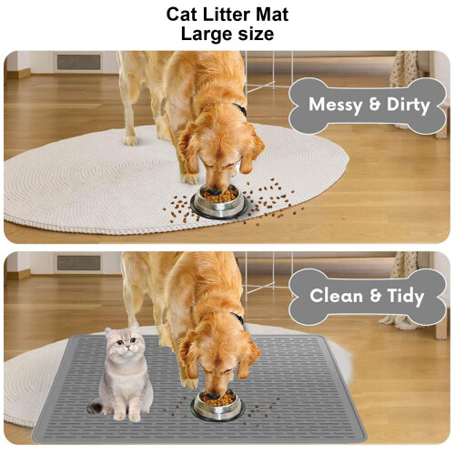 Große Silikon-Katzenstreu-Matte rutschfest grau 2