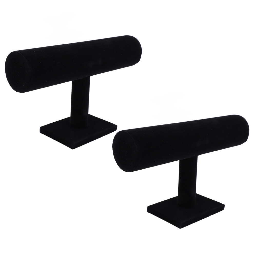 Set of 2 Black Velvet T-Bar Display Stands for Bracelets & Necklaces-image-OPC-PJDH57T-NEW