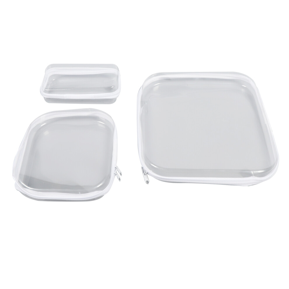 3PCS Clear PVC Storage Boxes with Zippers – Travel Cosmetic & Toy Organizer