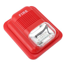 Sirena LED de alarma contra incendios roja 12V/24V 134x115mm, de alta sonoridad