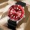 Luminescent Automatic Rotating Bezel Watch for Men, Silver-Red Dial 5