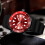 Luminescent Automatic Rotating Bezel Watch for Men, Silver-Red Dial 6