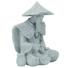 Statua del pescatore seduta verde 10,5x8,5x6 cm