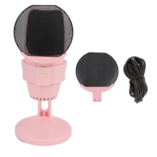 Micrófono condensador USB compacto de 16 bits rosa 1
