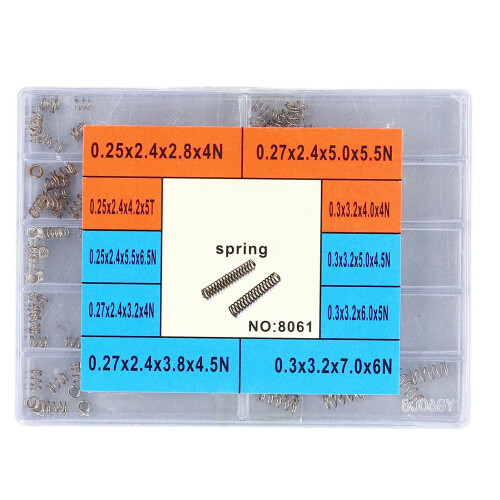 Ressorts de compression 100 pièces, 10 tailles, boîte argentée 2