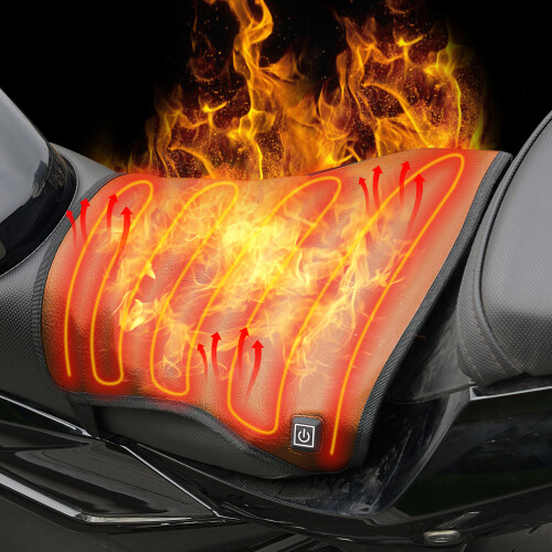 Universal 12V Heated Motorcycle Seat Cushion with Smart Temp Control