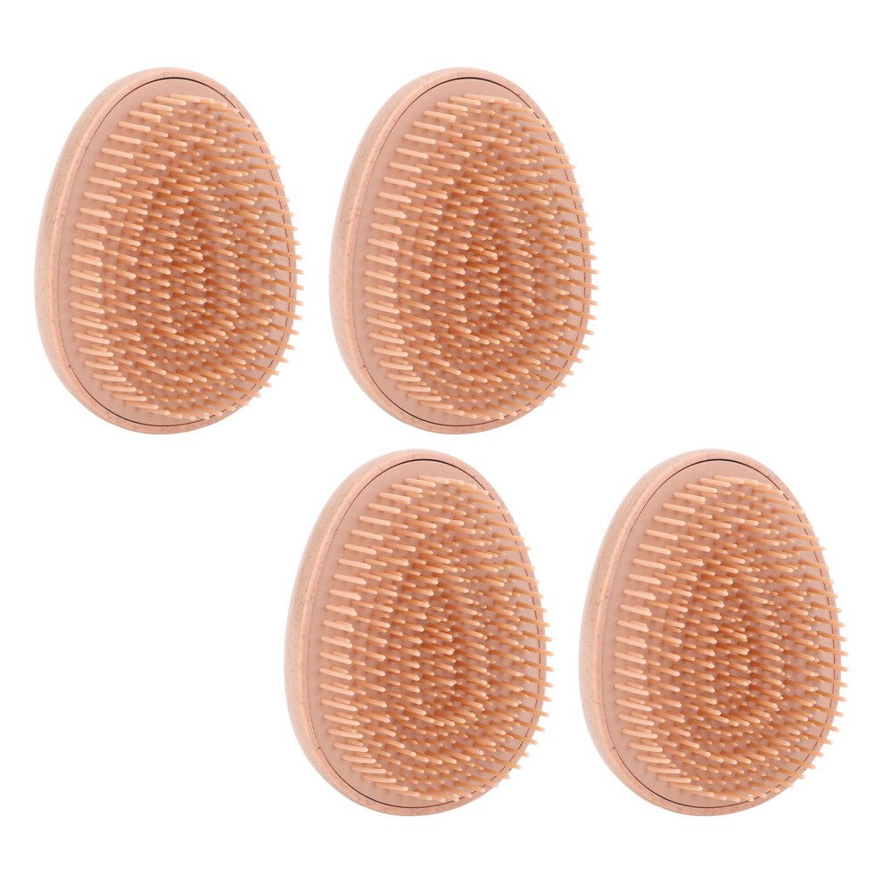 4pcs Wheat Straw Egg Shape Detangling Hair Brush Portable Styling Comb