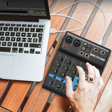 4-Kanal-USB-Soundmischer mit Bluetooth, Phantomspeisung-Button, 48V für Bühne