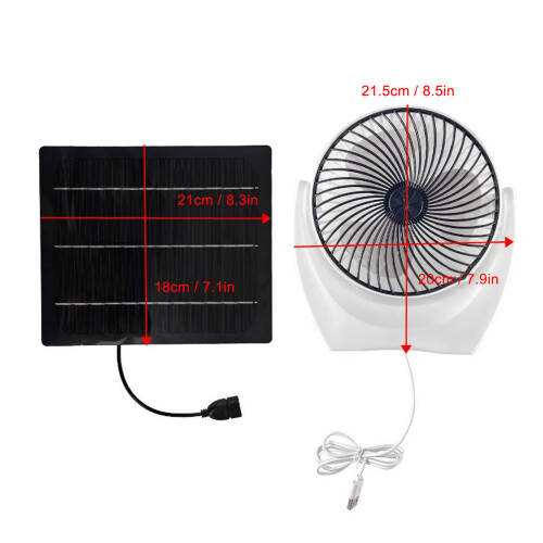 Kit ventola USB solare da 7 W 5 V - Pannello 21x18 cm, Nero 1