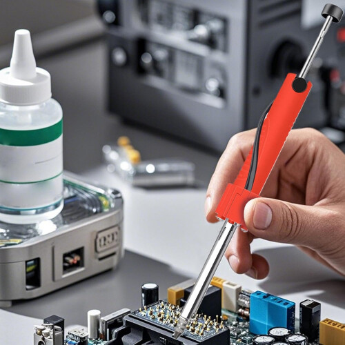 Electric Solder Pump Desoldering Tool Portable Dual-Use With Nozzles Red 1