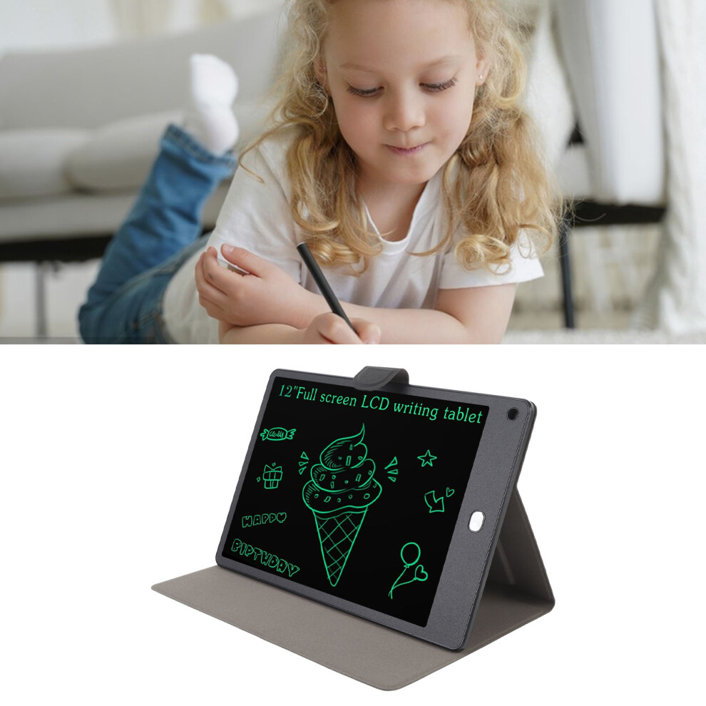 12 Inch Lcd Writing Tablet With Pu Case, Reusable Electronic Drawing Pad, Black 9481335118522