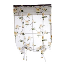 Semi-Transparent Roman Blinds Floral Pattern With Loop Tape Soft Yellow Roman Blind For Living Room Bedroom 0.8 x 1 m