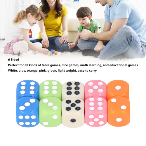 Ensemble de 30 dés plastiques à six faces multicolores pour enfants 2