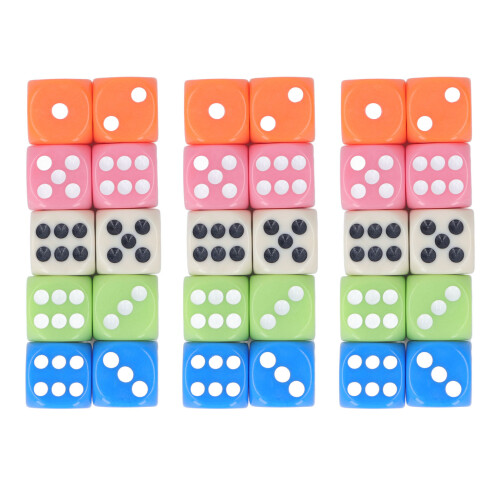 Ensemble de 30 dés plastiques à six faces multicolores pour enfants