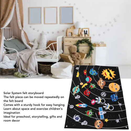 Solar System Felt Storyboard Set for Kids, Outer Space Wall Hanging, Interactive Play Kit 2