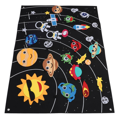 Solar System Felt Storyboard Set for Kids, Outer Space Wall Hanging, Interactive Play Kit
