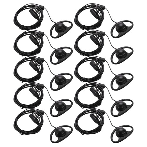 10X 2 Pin Advanced D Shape Clip-Ear Ptt Headset Earpiece Mic for Way R 1