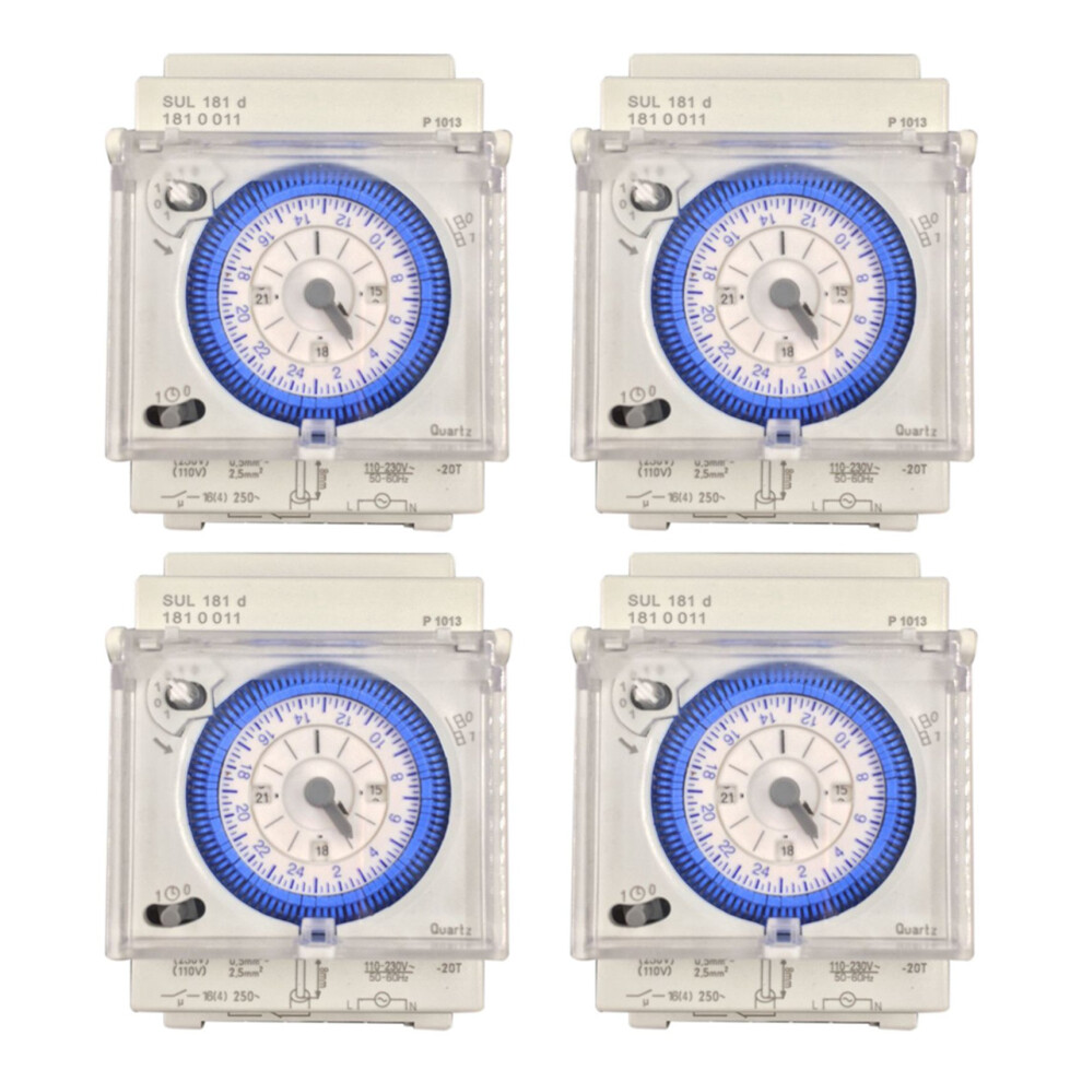 4X Analog Mechanical Timer Switch 110V-220V 24 Hours Daily Programmabl 4854049550509