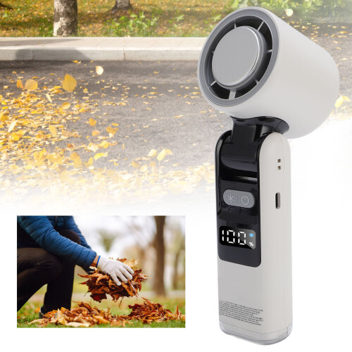 Portable Handheld Fan with Light, 4000mAh, 5-Speed Ice Cooling White 2