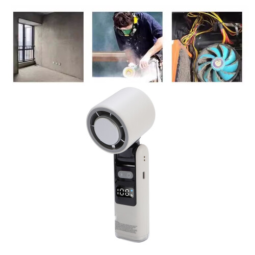 Portable Handheld Fan with Light, 4000mAh, 5-Speed Ice Cooling White