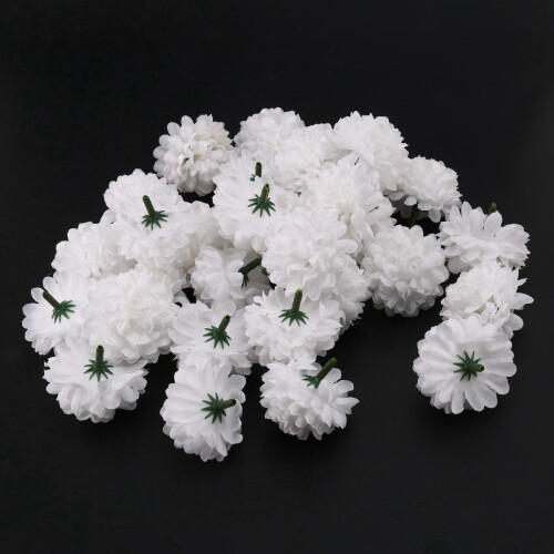 60 Pcs Carnations Craft Artificial Flower Silk Spherical Heads Wedding 2