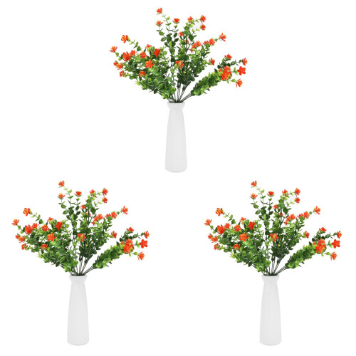 24Pcs Outdoor Uv Resistant Plants, 8 Branches Faux Plastic Greenery Sh