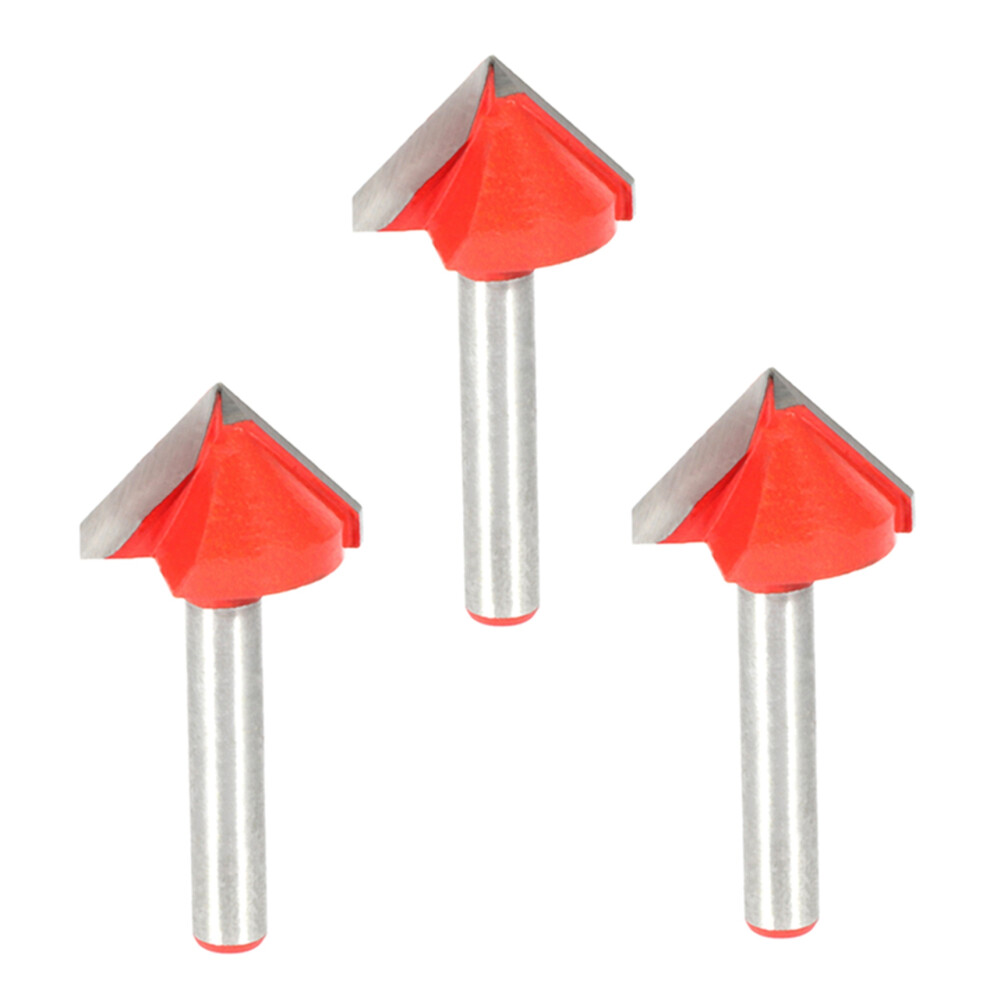 3X Cnc Incisione V Groove Bit 3D Punte Router Intaglio Cutter Strumento 90 De