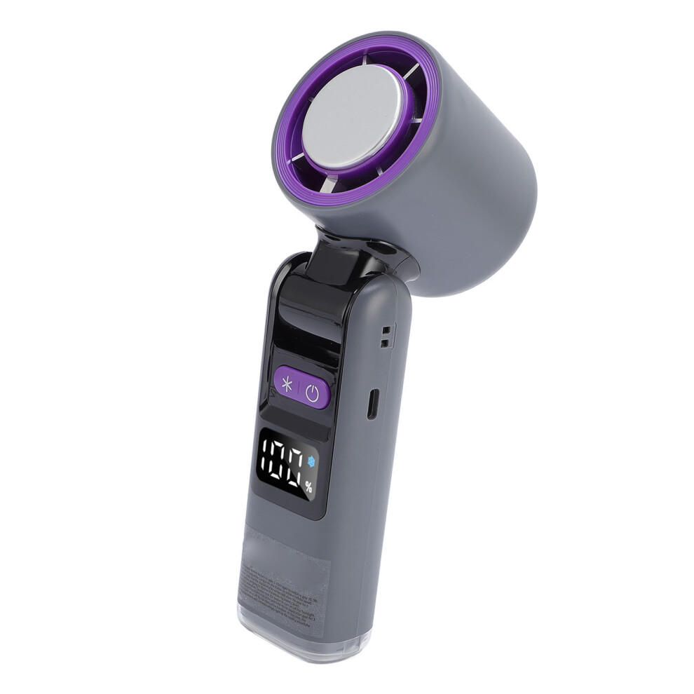 High Speed Handheld Fan with LCD, 4000mAh Battery, Ice Cooling, Foldable Grey-image-OPC-PJDHFV9-NEW