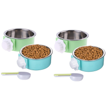 4 Pieces Crate Dog Bowl, Removable Stainless Steel Pet Kennel Hanging