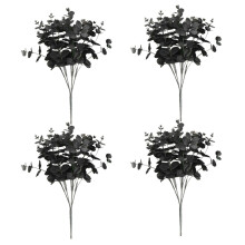 4X 20 Heads Artificial Black Eucalyptus Fake Flower Plant Wedding Part