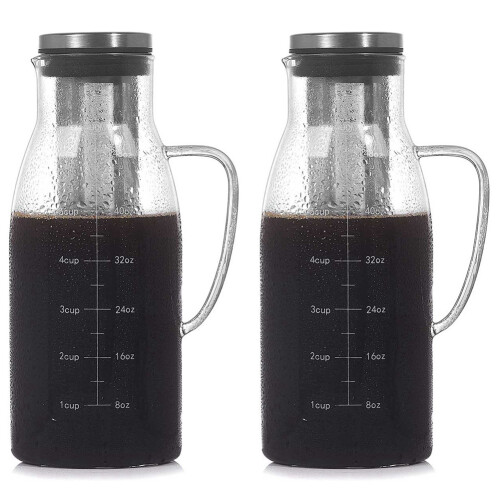 2X Macchina per caffè freddo, infusore per tè freddo con coperchio e bilancia, doppia 1