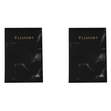 2X Estuche para Pasaporte de Moda para Damas y Hombres con Diseño de Mármol de PU para Documentos de Viaje