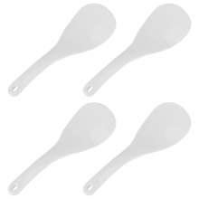 4X Kitchen Dotted White Plastic Flat Rice Scoop Paddle Meal Spoon
