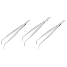 3x 20 cm schuine metalen gebogen pincet met zilveren tint