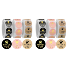 3000 Pcs Round Kraft Paws Print Thank You Labels Stickers, Dog Claw La