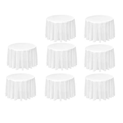 Lot de 16 nappes rondes jetables blanches de 84 pouces en PEVA 2