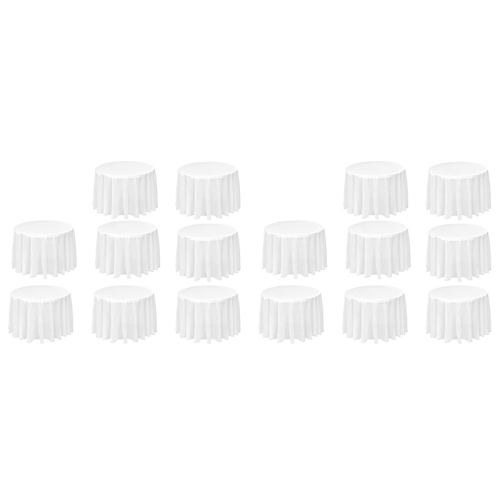 Lot de 16 nappes rondes jetables blanches de 84 pouces en PEVA 1