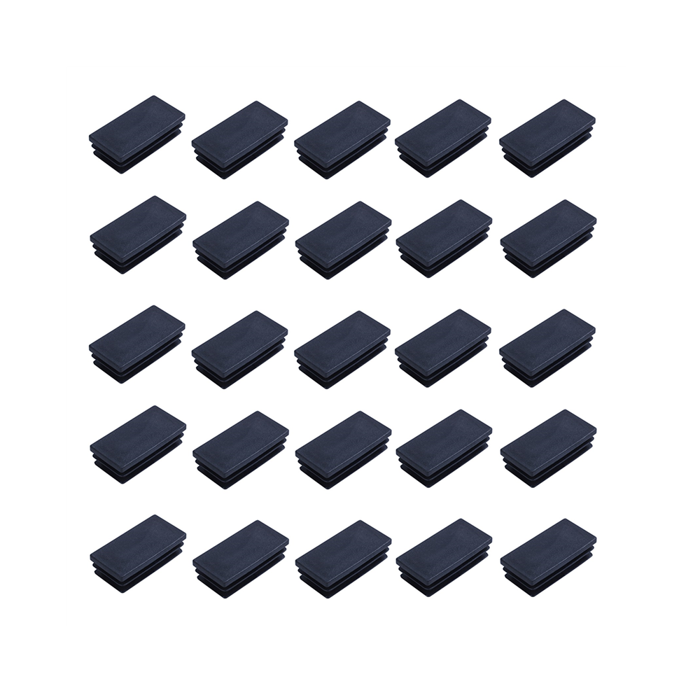 Plastic Rectangle Blanking End Tube Caps Inserts 25X50mm 600Pcs Black 4854049569983