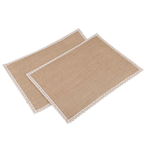 40Pcs Linen Table Mat Lace Placemat Set Natural Woven Tableware Weddin 2