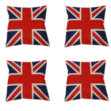 4x Britse vintage stijl Union Jack vlag kussensloop, kussensloop