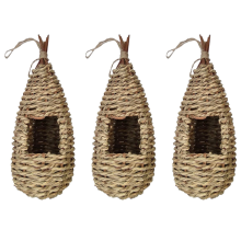 Lot de 3 nichoirs à oiseaux tissés à la main pour l'extérieur
