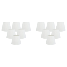 Set di 12 paralumi per lampadari con clip in tessuto bianco, di ricambio