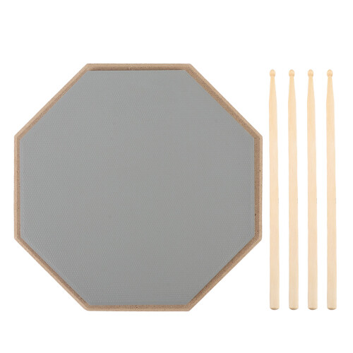 8-inch Rubber Silent Drum Practice Pad with 2 Pairs Drumsticks Grey 2