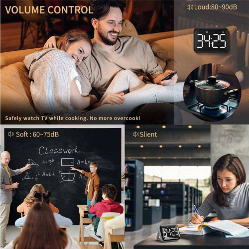 3X Digital Kitchen Timer - Magnetic Countdown Count Up with Large LED 2
