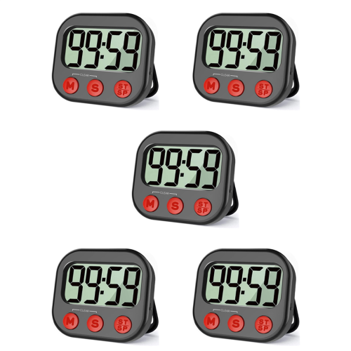 5X Kitchen Timer, Digital Visual Timer Magnetic Clock Stopwatch Countd 1