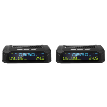 2X Reloj digital solar para coche con pantalla LCD de hora y fecha y temperatura