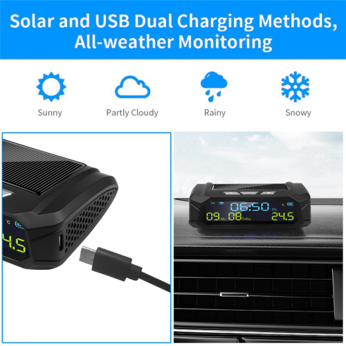 Orologio digitale solare per auto 2X con display LCD per ora, data e temperatura in auto 2